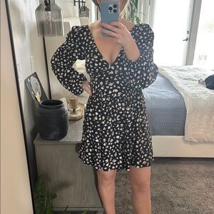 Elegant Black and White Patterned Dress